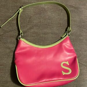 Pink and Green Pocketbook with S Monogram